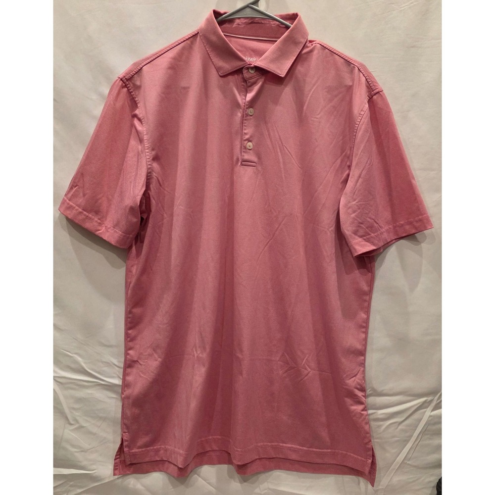 Johnnie-O Mens Pink Micro Dot Performance Polo Shirt Stretch Size M RN121927